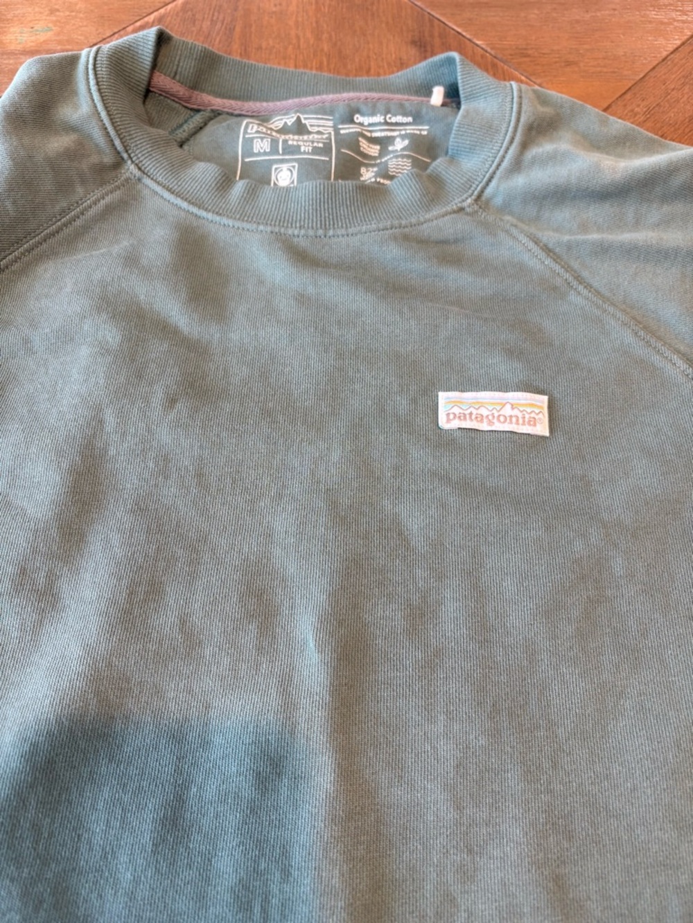 Patagonia Organic Cotton Sweatshirt Women’s M Green Raglan Sleeve Pullover - Picture 4 of 8